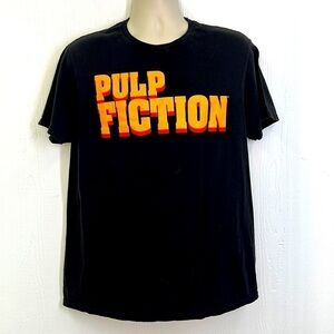 Pulp Fiction - Black And Orange Bright Pulp Fiction Logo Short Sleeve T Shirt L
